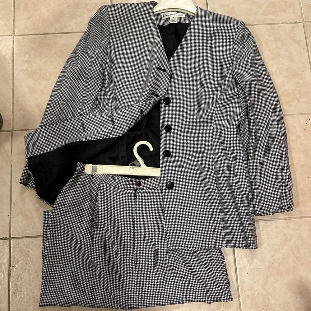 Classic Black and White Checkered Blazer